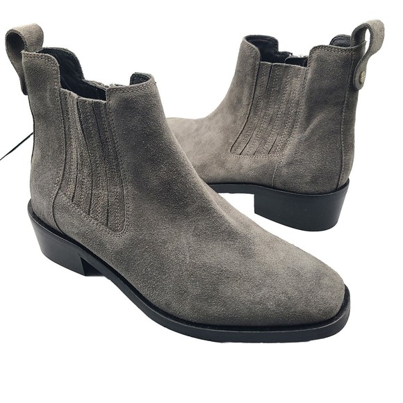 Aquatalia Womens Carmie Bootie Ankle Suede Leather Low Heel Gray Italy Sz 10 Ne